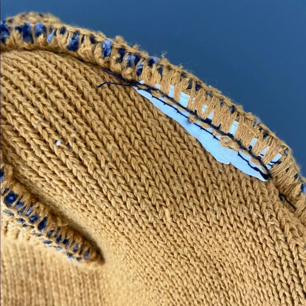 Patagonia Powder Town Beanie Blue Mustard Pom-Pom Unisex OS Outdoor Hiking Ski